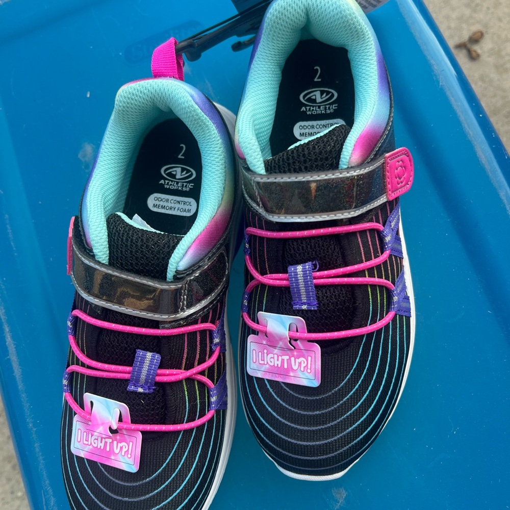Wonder Nation Kids Light-Up Sneakers - Black, Pink, and Blue